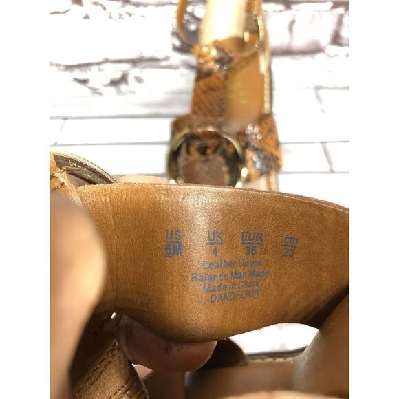 Franco Sarto Dandelion Snake Print Ankle Strappy Brown Leather Heels Women Sz 6M - Picture 10 of 16
